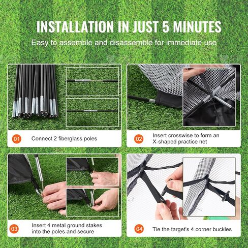 VEVOR Golf Net, 10x7ft Golf Practice Net, Indoor Outdoor Home Golf Swing Training, Golf Hitting Aid Net with Target and Carry Bag, for Backyard Driving Chipping, Gift for Men, Golf Lovers, Sports Game in Saudi Arabia