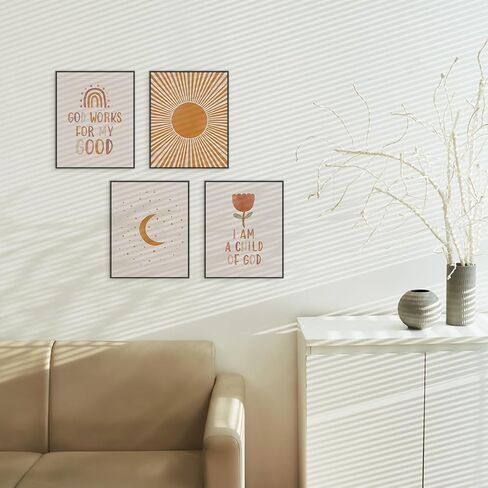 ETVISO Bible Verse Wall Art Prints Set of 4, Sunday School Decorations for Classroom, Motivational Christian Religious Boho Wall Art for Nursery Classroom Playroom Bedroom,8x10 Inch (Unframed) in Kuwait