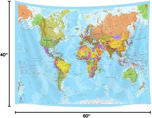 JAWO Map Tapestry, World Map Tapestries, Wall Art Hanging for Bedroom Living Room Dorm School Classroom, Great Tool for Students and Teachers 60X40Inches Wall Blankets in Saudi Arabia