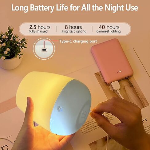 Touch Night Lights for Kids with Dimming Function, Rechargeable Baby Nursery Night Light, Dimmable Bedside Lamp for Breastfeeding and Sleep (Warm White, 1Pack) in Kuwait