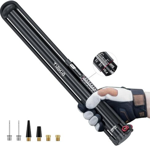Tiakia Bike Pump with Gauge, High Pressure Bicycle Pump High Volume Portable Hand Air Pump Fit Presta, Schrader Valves Aluminum Bike Tire Pump for Mountain Road Bike, Strollers, Balls in Saudi Arabia
