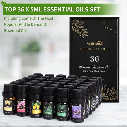36 Pcs Essential Oils Set, Essential Oils for Diffuser, Aromatherapy, Humidifier, Diffuser Oil Scent for DIY Candle and Soap Making - Premium Fragrance Oils - Peppermint, Lavender, Frankincense in Saudi Arabia