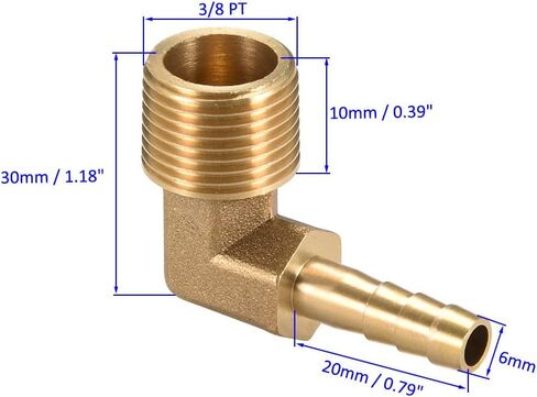 Brass Hose Barb Fittings - 90 Degree Elbow Brass 6mm Barbed Reducer Apply to Water Fuel (1/8 PT Male Pipe) in Saudi Arabia
