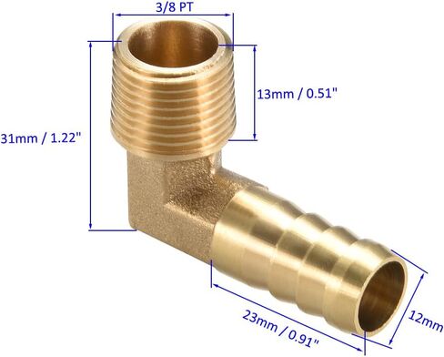 Brass Hose Barb Fittings - 90 Degree Elbow Brass 6mm Barbed Reducer Apply to Water Fuel (1/8 PT Male Pipe) in Saudi Arabia