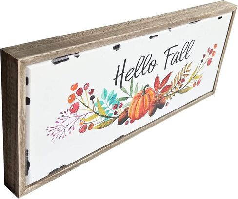 Wood Hello Fall Sign Hanging Pumpkins Wall Decor Free Standing Autumn Harvest Halloween Thanksgiving Decoration in Saudi Arabia