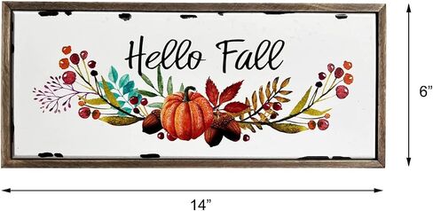 Wood Hello Fall Sign Hanging Pumpkins Wall Decor Free Standing Autumn Harvest Halloween Thanksgiving Decoration in Saudi Arabia
