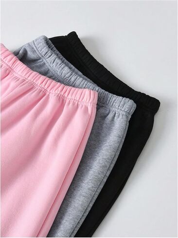 Girl's 3 Pack Jogger Sweatpants High Elastic Waist Casual Workout Athletic Long Pants Trousers in Saudi Arabia