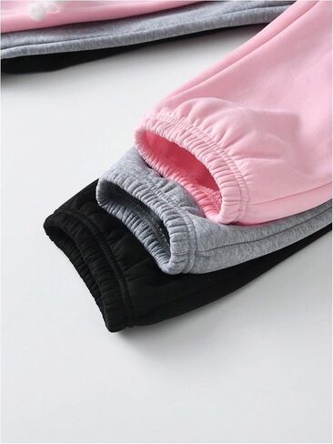 Girl's 3 Pack Jogger Sweatpants High Elastic Waist Casual Workout Athletic Long Pants Trousers in Saudi Arabia