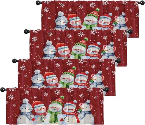 4 عبوات من ستائر النوافذ، ستائر عيد الميلاد اللطيفة على شكل رجل ثلج ندفة الثلج، ستائر قابلة للتعديل للنوافذ وغرفة المعيشة وحوض المطبخ أعلاه، ستائر جيب قضيب مقاس 18 × 52 بوصة in Kuwait