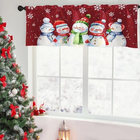 4 عبوات من ستائر النوافذ، ستائر عيد الميلاد اللطيفة على شكل رجل ثلج ندفة الثلج، ستائر قابلة للتعديل للنوافذ وغرفة المعيشة وحوض المطبخ أعلاه، ستائر جيب قضيب مقاس 18 × 52 بوصة in Kuwait