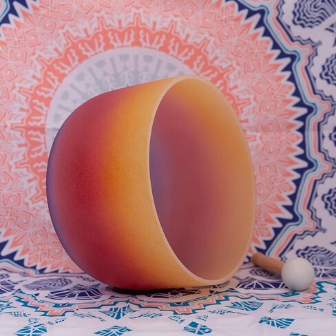 ENERGYSOUND Rainbow Colored Frosted E Note Solar Plexus Chakra Quartz Crystal Singing Bowl 8 inch in Saudi Arabia