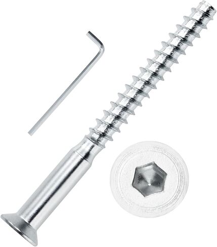 Confirmat Screws, 20 PCS M7 x 50mm, Hex Socket Drive Countersunk Self-Tapping Furniture Connecting Screw Set Carbon Steel Zinc Plated in Saudi Arabia