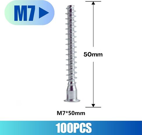 Confirmat Screws, 20 PCS M7 x 50mm, Hex Socket Drive Countersunk Self-Tapping Furniture Connecting Screw Set Carbon Steel Zinc Plated in Saudi Arabia