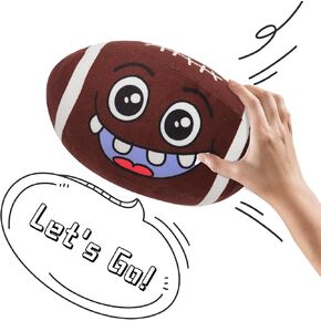 Talking Football Plush Pillow 8.6" Sports Balls Toy Interactive Stuffed Football Throw Shaped Pillow Football Stuffy Plushie with Music and Sound for Kids Toddlers