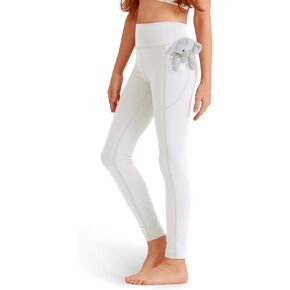 Girls' Black Athletic Leggings with Pockets, White Ankle Length Yoga Pants for Kids
