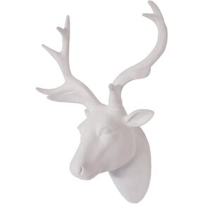 SAC SMARTEN ARTS Animal Head Wall Decor, Glossy Black Faux Resin Deer Head with Gold Antlers for Wall Mount Decoration, Size 10" x 5" x 12"