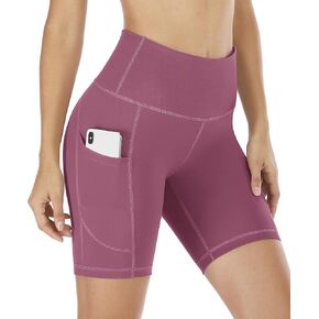 IUGA Biker Shorts Women 6" Workout Shorts Women with Pockets High Waisted Yoga Running Gym Spandex Compression Shorts