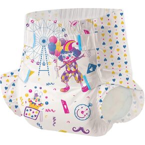 Adult Printed Diapers 7 Peices for Men and Women - Leak Protection Heavy Absorbency Protection Diapers (Medium-Uncle Clown)…