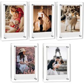 Acrylic Fridge Magnetic Picture Frame, Double-sided Refrigerator Frameless Mini Picture Frame, Transparent High Gloss Magnetic Photo Frames for Fujifilm Instax Mini,2.36 x 3.54 Inch,Pack of 10