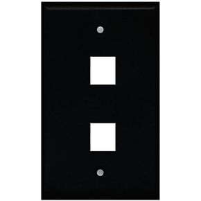 RiteAV Blank Wall Plate for Keystone Jacks - Gray 1 Gang 2 Port
