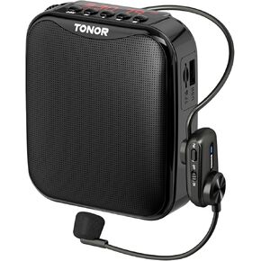 TONOR Voice Amplifier for Teachers, 15W Bluetooth Voice Amplifier with Wireless Headset Mic, Portable Megaphone Speaker Rechargeable PA System for Teaching, Training, Speaking, Fitness Instructors K11