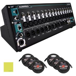 Allen & Heath Qu-SB Portable 18in / 14out Ultra Compact Digital Mixer Bundle w/6-Pack Pig Hog PHM10 8mm XLR Microphone Cable and Liquid Audio Polishing Cloth