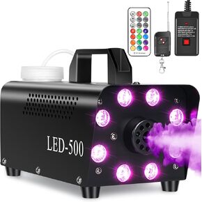 Fog Machine, Smoke Machine with 13 Colors 8 LED Lights for Halloween Indoor Outdoor Party