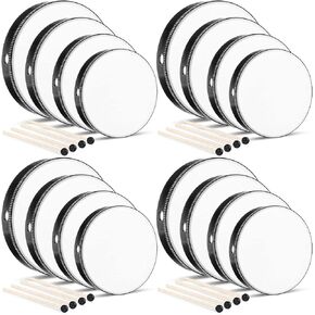 Konohan 16 Pcs Kids Hand Drums Wooden Frame Drum with Drum Stick, 12 Inch 10 Inch 8 Inch 6 Inch Educational Musical Instruments for Adults Drums Beginners for Home School Party Supplies (Colorful)