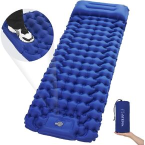 ATEPA Sleeping Pad, Ultralight Camping Backpacking, Inflatable Camping Mattress Built-in Foot Pump Pillow, 77"X27" Outdoor Hiking Trekking Camping Inflatable & Compact Pad Peacock Blue