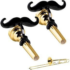 (2 Pack) Clip On Mustache for Trombone with Protective Case - Durable Trombone Mustache with Firm Shank Grips, Easy Trombone Mouthpiece Add-on for Fun Shows, Ideal Trombone Accessories