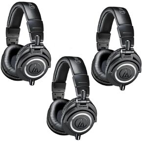 Audio-Technica 3 Pack ATH-M50x Professional Monitor Headphones, Black