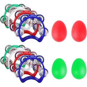 EASTROCK Tambourine with 4 Bells Tambourine and Maracas Percussion Musical Noise Makers Musical Rhythm Instrument Hand Percussion for Music Parties