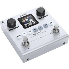 Donner Pocket-X Multi Effects Guitar Pedal Guitar/Bass AMP Modeler Multi Effects Processor Portable Rechargeable Guitar Pedal with 6 Effects Modules, 80 Presets, 20 IRs for Electric Guitar