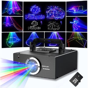 DJ Laser Light for Party, Programmable with Custom Patterns and Animations, Professional 3D Animation, Sound Activated, Animation Loop, RGB, Perfect for Party, Weddings, Clubs, Christmas, Halloween