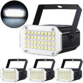 Luditek 4-Pack Mini Halloween White LED Strobe Light, Sound Activated Flash Speed Control Party Light with 36 LEDs Stage Lighting for Room Dance Parties Birthday DJ Karaoke Xmas Outside Inside