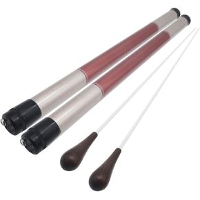 CashBeat 2Pcs 15 Inch Lightweight Wood Handle Conducting Baton, Professional Orchestra Conductor Wand with Case for Music Directors, Choral Symphony & Band Leaders