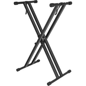 Keyboard Stand, Height Adjustable Keyboard Stand, Keyboard Stand with Quick Release Mechanism, Double X Foldable Heavy Duty Instrument Stand with Locking Straps for 54-61-88 Key Electronic Pianos hhhy