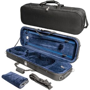 MI&VI NF-3001 Light Hard Violin Case (3/4 Size) with Adjustable Straps | Velvet Plush Cushion | High-Density Foam | Hygrometer | Sheet Pocket (Black)