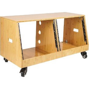 Sound Town DIY 2 x 12U Slanted Studio Rack with Solid Baltic Birch Plywood, Casters, weathered brown for Recording Room, Home Studio (SDRK-D12TB)