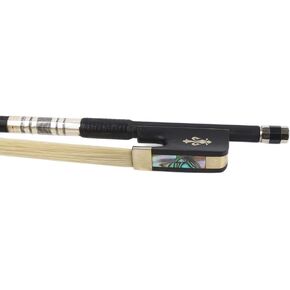 Carbon Fiber Cello bow 4/4 Ebony Frog Natural bow hair Well Balanced Lightweight Strong (Fleur de lis Inlay)