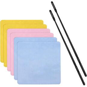Flute Cleaning Kit, 2 Flute Cleaning Rods with 6 Pcs Flute Cleaning Cloth, Flute Cleaner Cleaning Swabs Flute Polishing Cloth (Pink, Yellow, Blue,20x20cm)