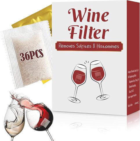 Trobing Wine Filter 24 Bags, Removes Sulfites Histamines and Tannin, No More and Headaches Nausea, Wine Allergy Sensitivity Prevention, All Natural Purifier Filters in Saudi Arabia