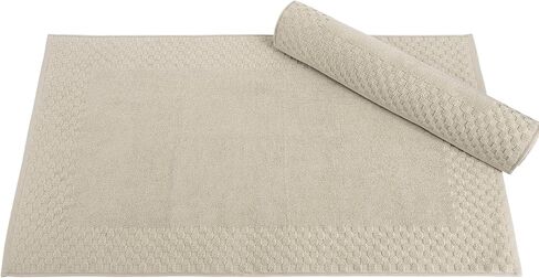 Classic Turkish Towels CTT - 2 Piece Bathroom Rugs Set, 100% Cotton Bath Mats, Non-Slip, Comfy & Highly Absorbent Bathroom Floor Mats, Machine Washable | 20"x34" (Almond) in Saudi Arabia