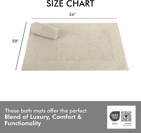 Classic Turkish Towels CTT - 2 Piece Bathroom Rugs Set, 100% Cotton Bath Mats, Non-Slip, Comfy & Highly Absorbent Bathroom Floor Mats, Machine Washable | 20"x34" (Almond) in Saudi Arabia
