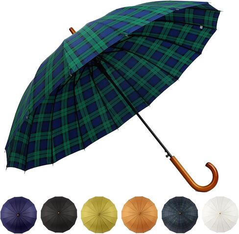 16 Ribs 48" Stick Umbrella Auto Open Solid Color Fashionable and Simple，Arc Classic Wood Handle，Windproof Unbreakable Stick Rain Umbrella(creamwhite) in Saudi Arabia