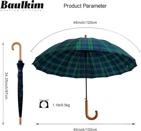16 Ribs 48" Stick Umbrella Auto Open Solid Color Fashionable and Simple，Arc Classic Wood Handle，Windproof Unbreakable Stick Rain Umbrella(creamwhite) in Saudi Arabia