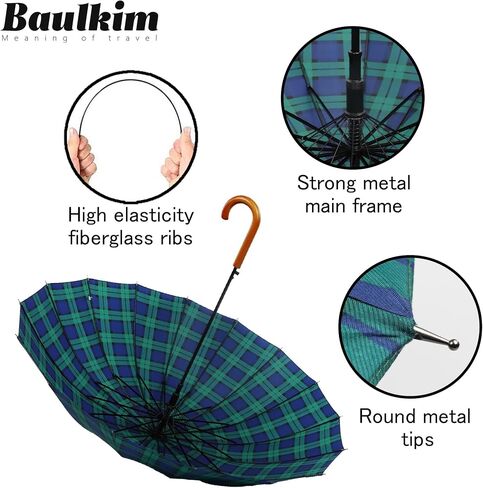 16 Ribs 48" Stick Umbrella Auto Open Solid Color Fashionable and Simple，Arc Classic Wood Handle，Windproof Unbreakable Stick Rain Umbrella(creamwhite) in Saudi Arabia