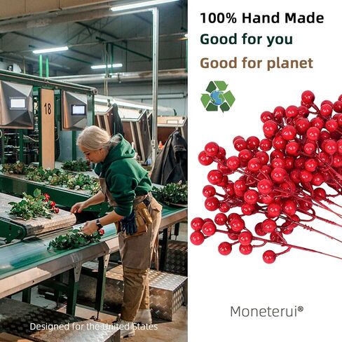 50 Pack Artificial Red Berry Stems, 8 Inch Burgundy Red Berry Picks Holly Berries Branches for Christmas Tree Decorations Crafts for Christmas Wreath in Saudi Arabia