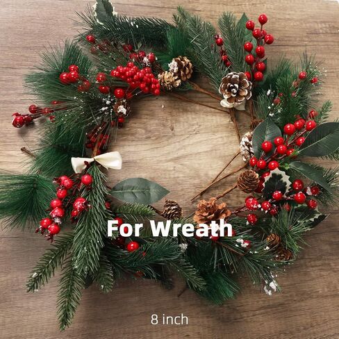 50 Pack Artificial Red Berry Stems, 8 Inch Burgundy Red Berry Picks Holly Berries Branches for Christmas Tree Decorations Crafts for Christmas Wreath in Saudi Arabia