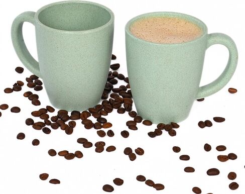 Eha Set of 2 Earth-Friendly Classic Coffee Mug | 10 oz | Made with Rice Husk & Bamboo Fibers | Microwave Safe | for Hot & Cold Coffee, Milk & Tea Cup | Matte Finish Mugs (Pack of 2,Celeste) in Saudi Arabia